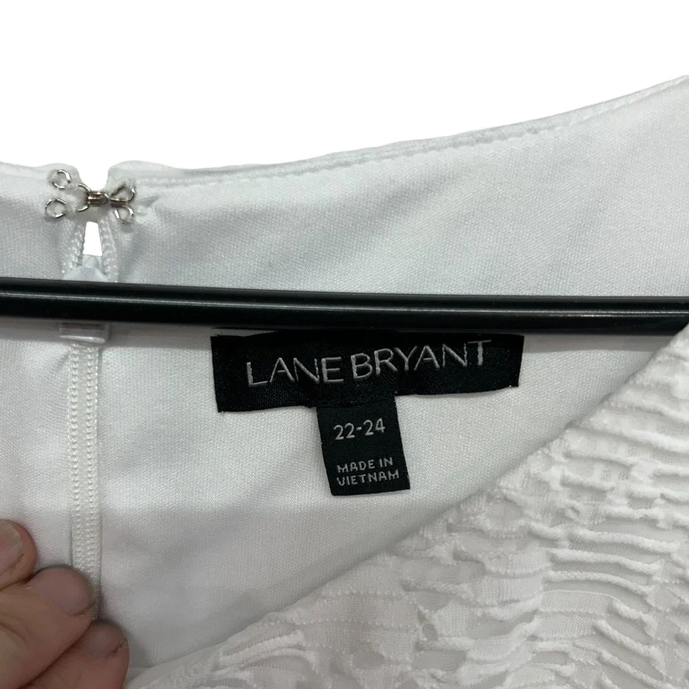 Lane‎ Bryant White Lace Dress Womens Plus Size 22-24 Sleeveless A Line - Picture 3 of 8
